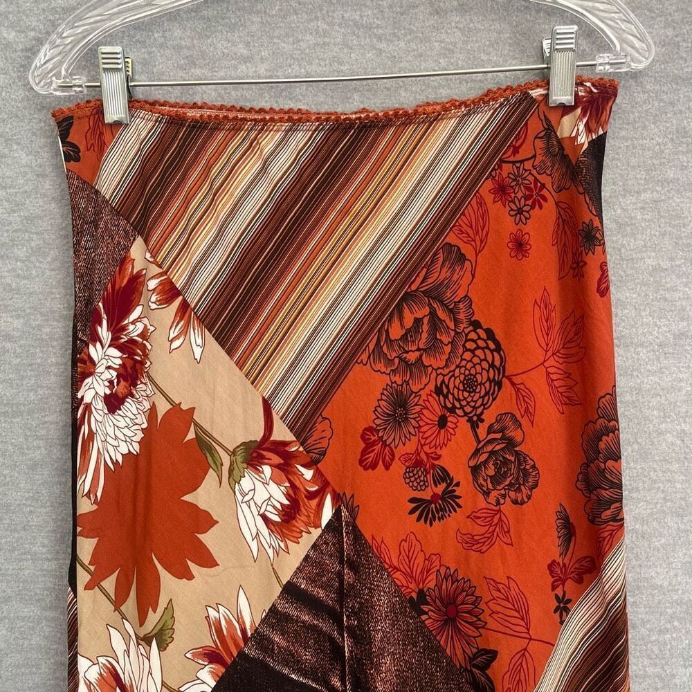 XOXO Jeans Y2K Vintage 90s Midi Skirt Womens Medium Floral Stripe Patchwork Boho - Picture 4 of 13